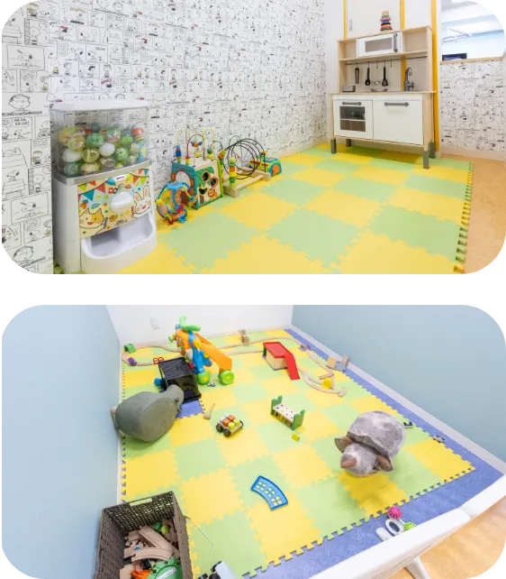 待合室と診察室にキッズルームを設置